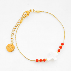 Bracelet Croix de Nacre Rouge