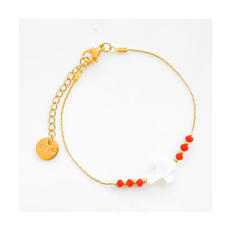 Bracelet cross de nacre Red