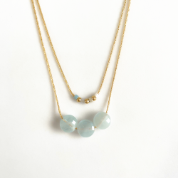 Double Blue moon necklace Mini moon