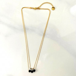 Collier double lune Noir Mini moon