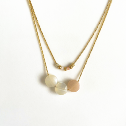 Double Pink moon necklace Mini moon