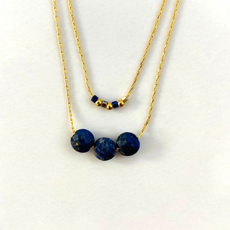 Double Blue moon necklace Mini moon