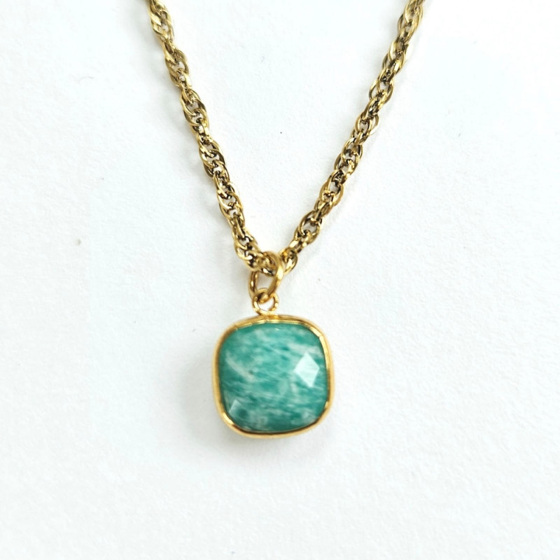 Sky Amazonite Square Necklace