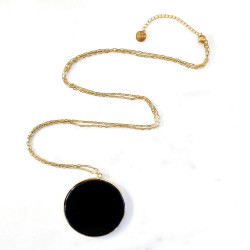 Long necklace pendule Obsidiene
