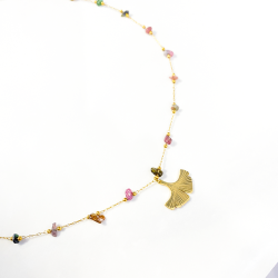 Long necklace Gingko Tourmaline