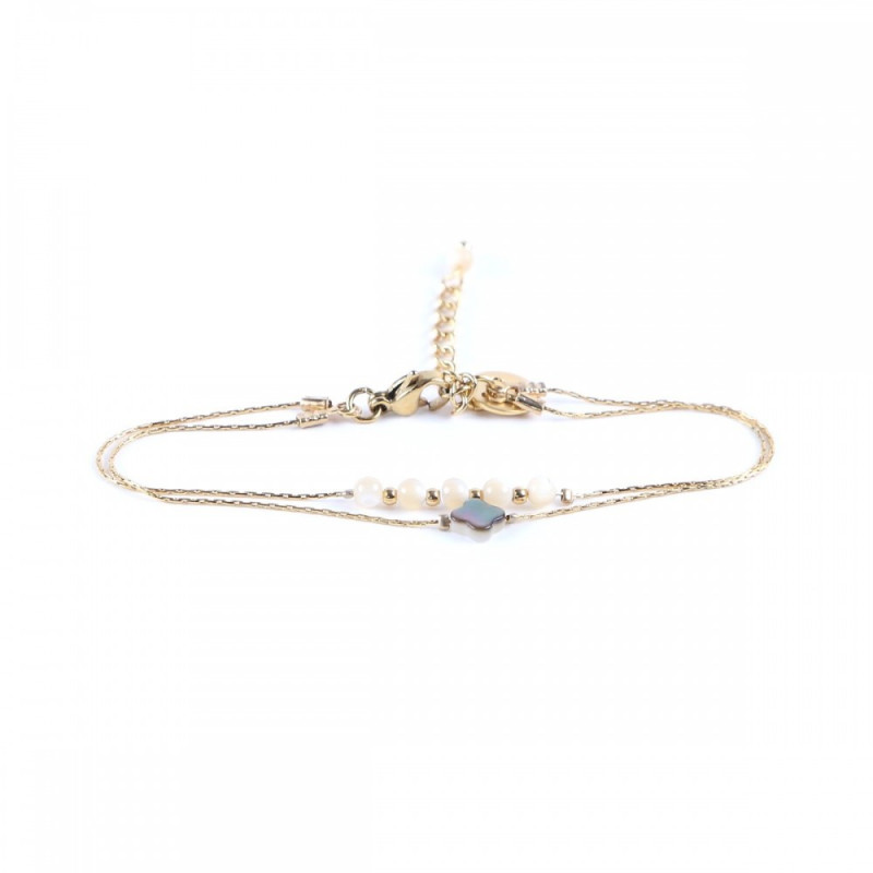 Double bracelet 4 leaf clover 