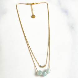 Collier double lune Bleu Mini moon