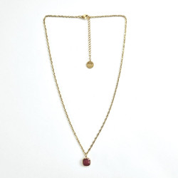 Collier square agate colorée rouge
