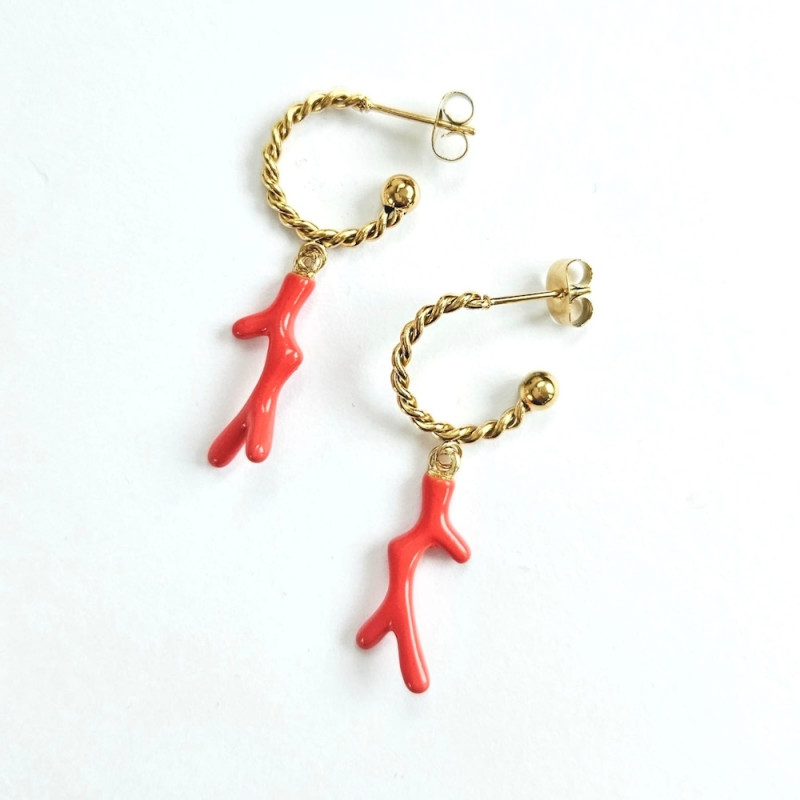 Boucles d'oreilles corail