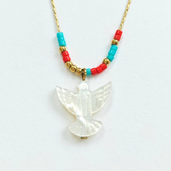 Coral Totem Eagle Necklace