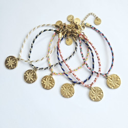 Green Compass Rose Cord Bracelet
