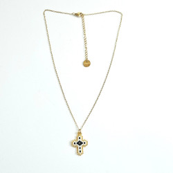 Rainbow Mary White Beaded Cross Necklace