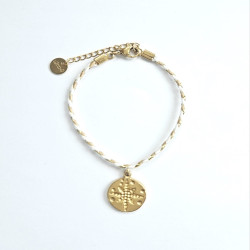 Bracelet cordon Rose des vents Blanc