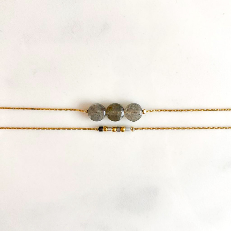 Double moon bracelet Grey Mini moon