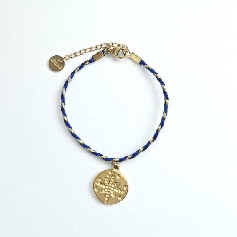 Orange Compass Rose Cord Bracelet
