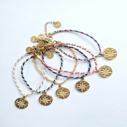 Bracelet cordon Rose des vents Rouge
