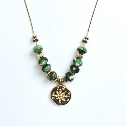 Collier Rose des vents Vert