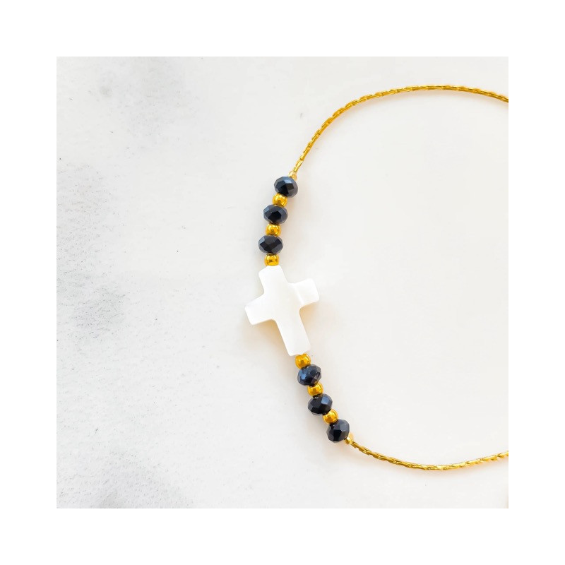 Bracelet cross de nacre Black