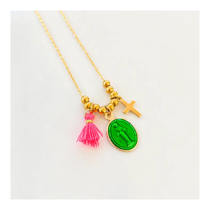 Necklace Rainbow Mary Médailles précieuses Vert