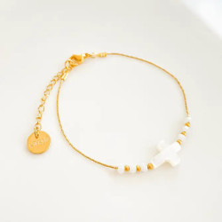 Bracelet Croix de Nacre Blanc