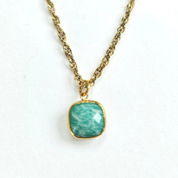 Collier square Amazonite ciel
