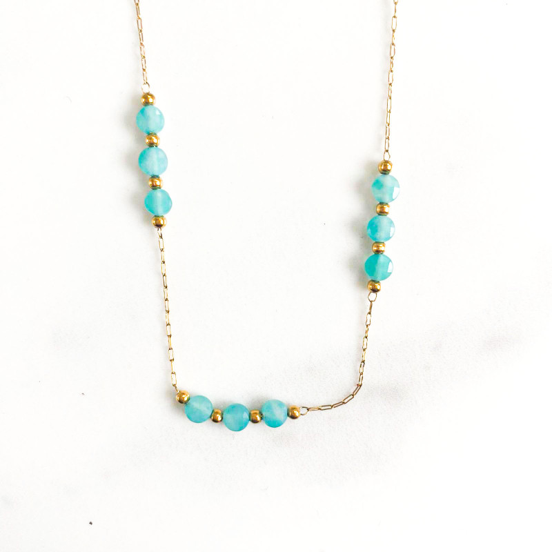 Collier galets turquoise amazonite