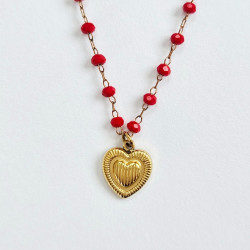 Collier Perolina Coeur Rouge