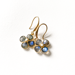 Boucles d'oreilles trèfle précieux gris