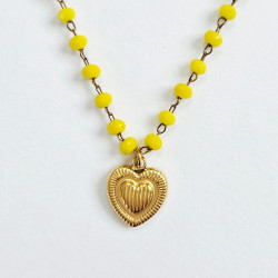 Collier Perolina Coeur Jaune