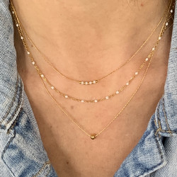 Collier triple Anna blanc