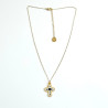 Collier croix perlée Rainbow Mary blanc