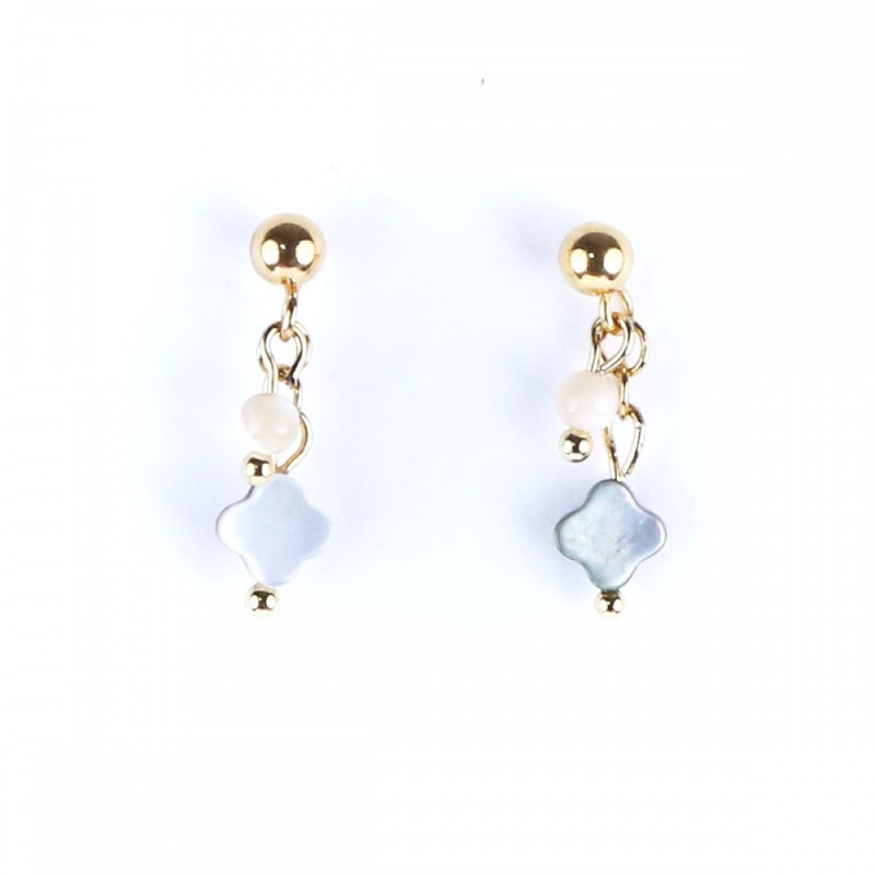 Earings 4 leaf clover nacre