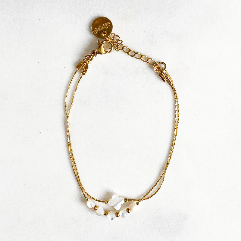 Double bracelet 4 leaf clover 