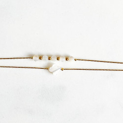 Bracelet double Trèfle blanc