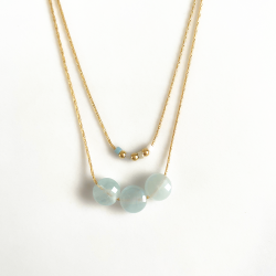 Double Blue moon necklace Mini moon