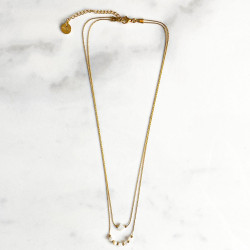 Double necklace 4 leaf clover 