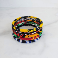 Lot de 5 joncs en wax, couleurs assorties