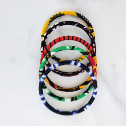 Lot de 5 joncs en wax, couleurs assorties