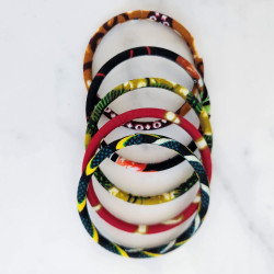 Lot de 5 joncs en wax, couleurs assorties
