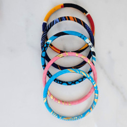 Lot de 5 joncs en wax, couleurs assorties