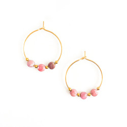 Earings galets Pink rodocrosite