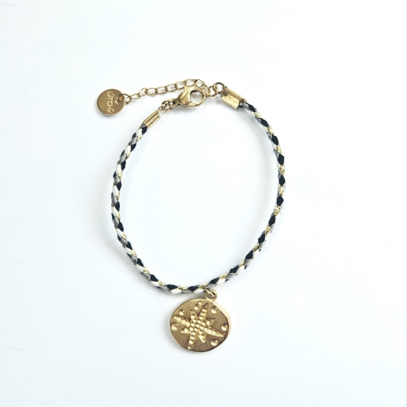 Green Compass Rose Cord Bracelet