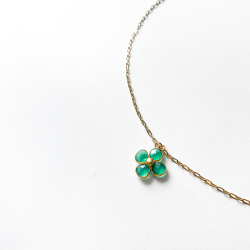 Collier trèfle précieux vert