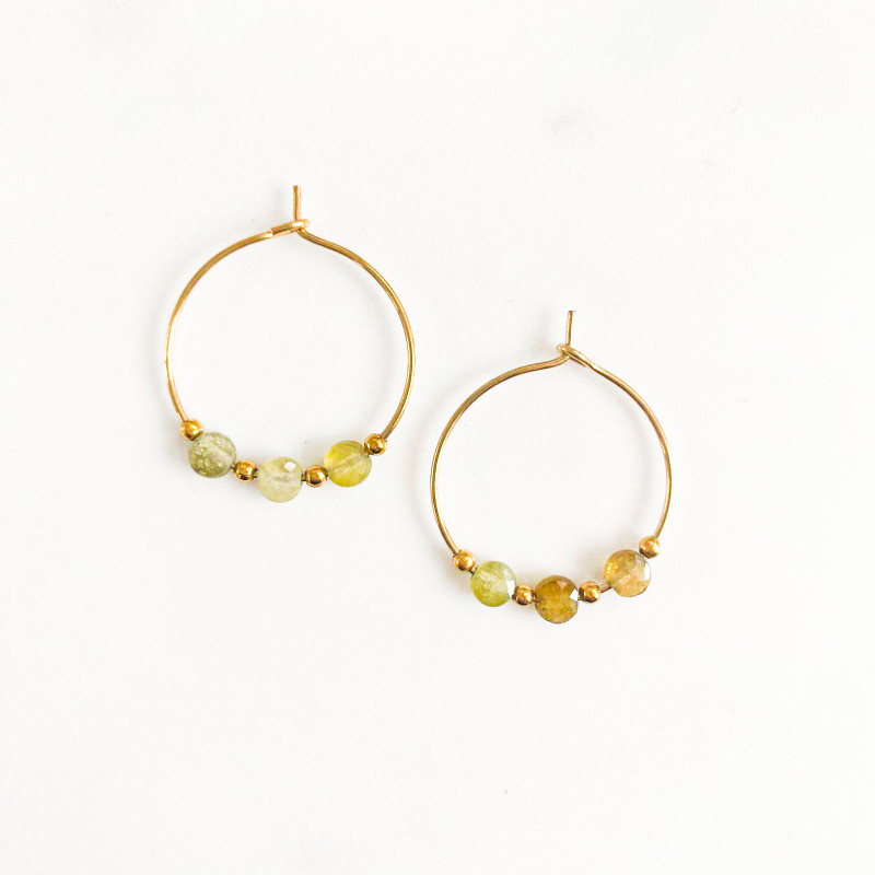 Earings galets Green, grenats Greens