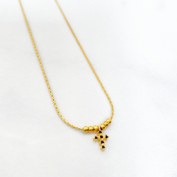 Collier chaîne serpent mini croix noire