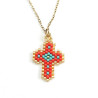 Rainbow Mary Red Beaded Cross Necklace