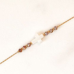 Bracelet cross de nacre blanc