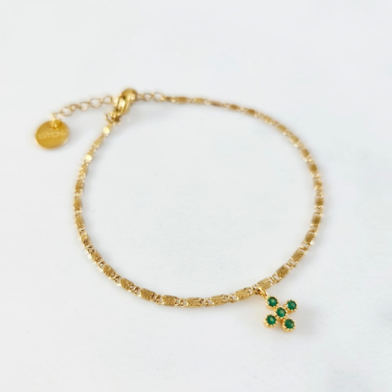Bracelet croix verte Maeva