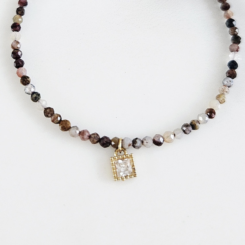 Stone diamond necklace