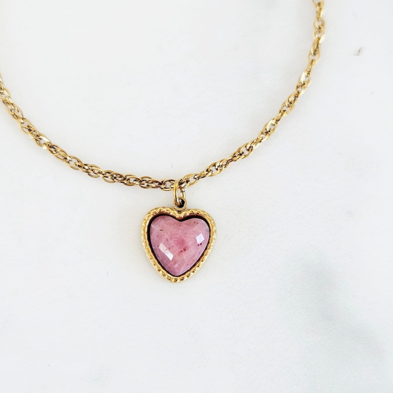 Bracelet Stone Cœur Rose